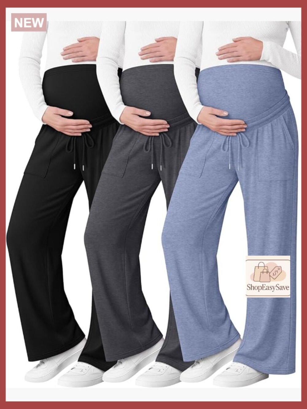 3 Pack Maternity Pants Wide Leg Over The Belly Lounge Casual Pregnancy Pajama